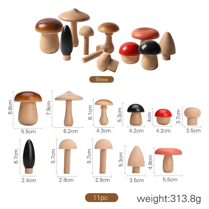 Montessori Beech Wood Mushroom Stacking Toy – Early Learning Puzzle for Toddlers