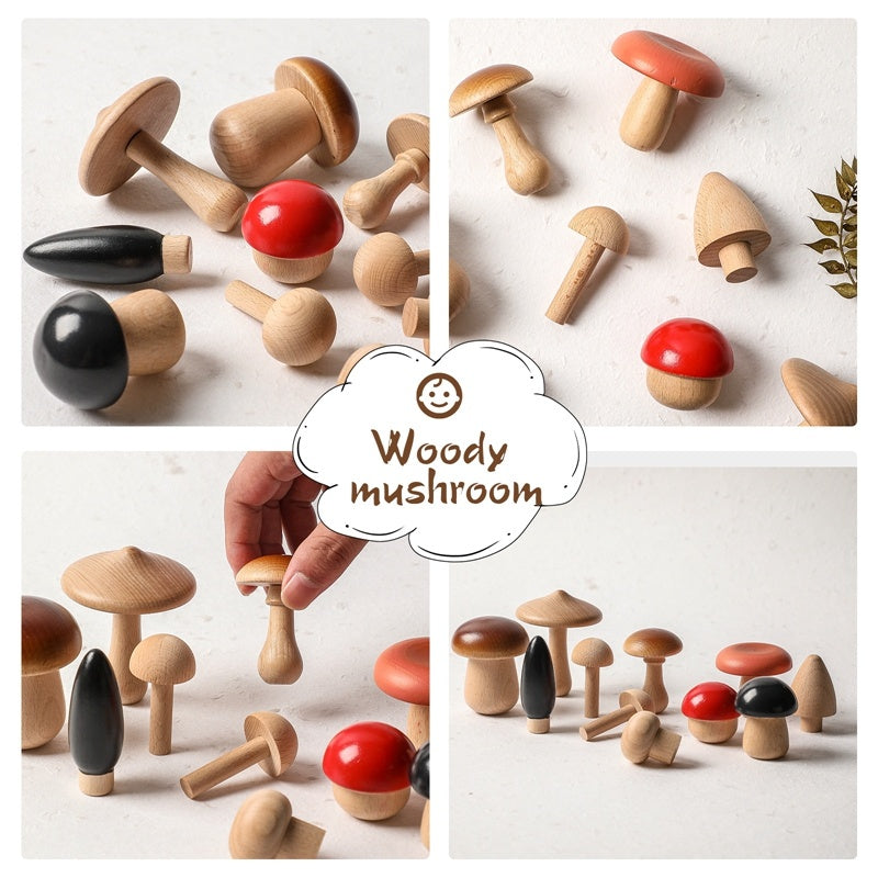 Montessori Beech Wood Mushroom Stacking Toy – Early Learning Puzzle for Toddlers
